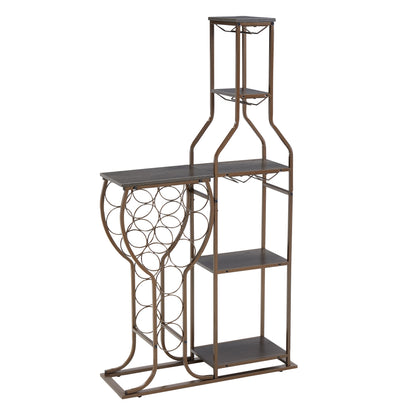 Grey 11 bottle wine grill, 5-layer independent wine rack, with hanging glass rack and storage rack for home wine storage