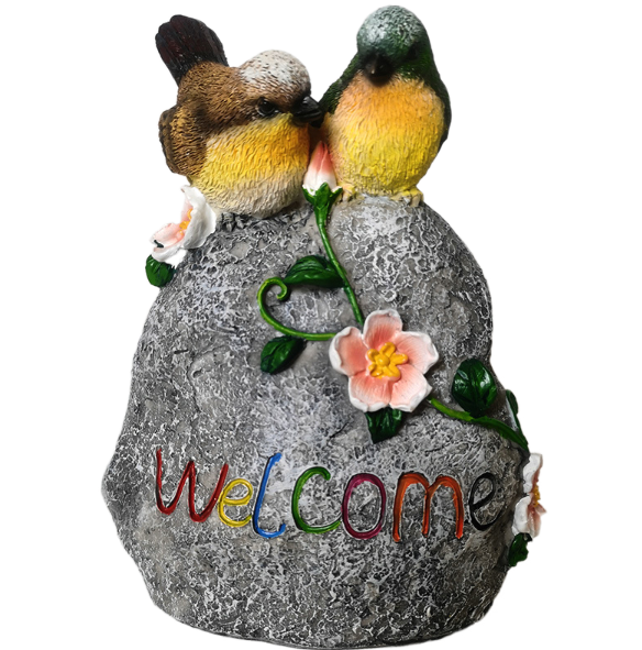 Home garden resin ornaments double sparrow stones