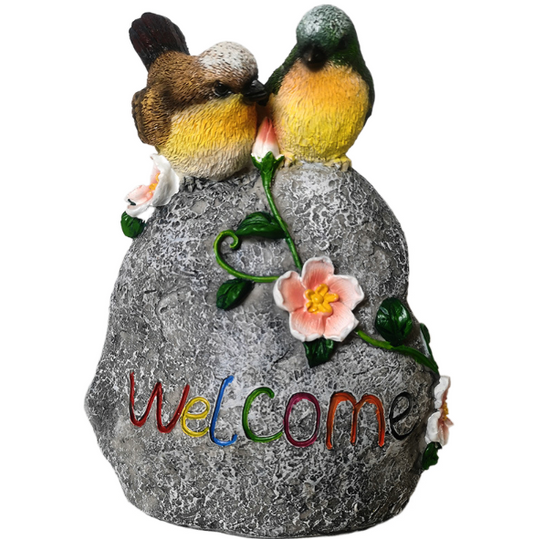 Home garden resin ornaments double sparrow stones