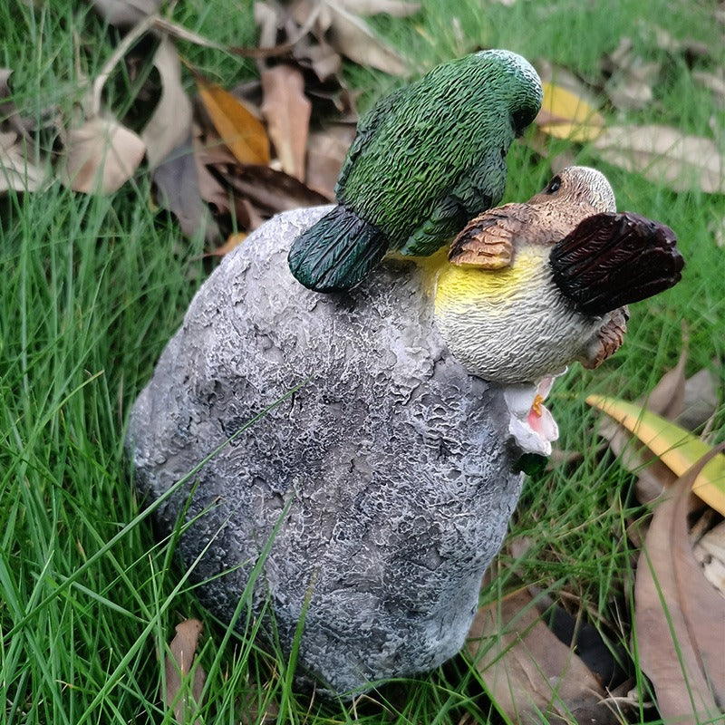 Home garden resin ornaments double sparrow stones